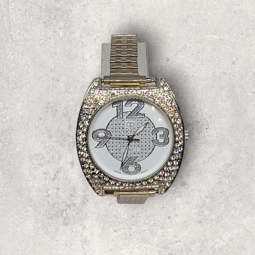 Ladies Diamond Silver Cg Quartz Large Face Watch